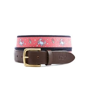 VINEYARD VINES Boy's Club Belt Crabs Raspberry
